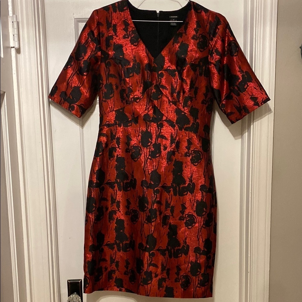 JPeterman  Red and Black Floral Dress size 8